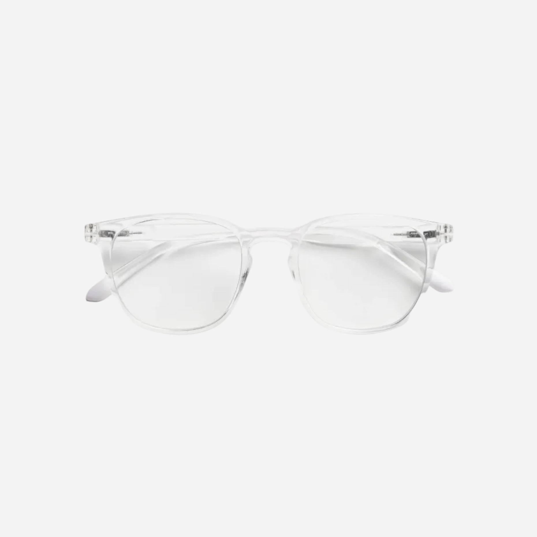 Clear eyeglasses on a white background