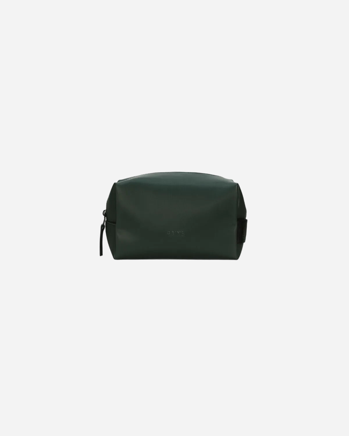 Green toiletry bag on a white background