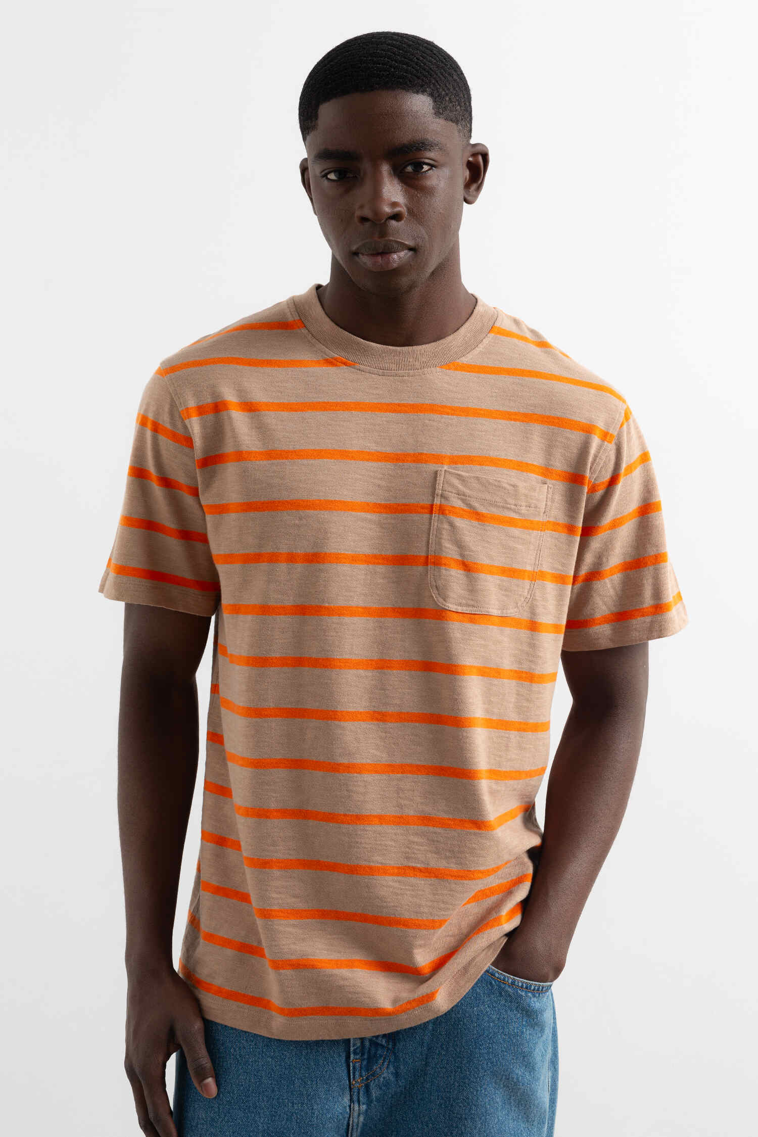 FLAME STRIPE T-SHIRT BROWN