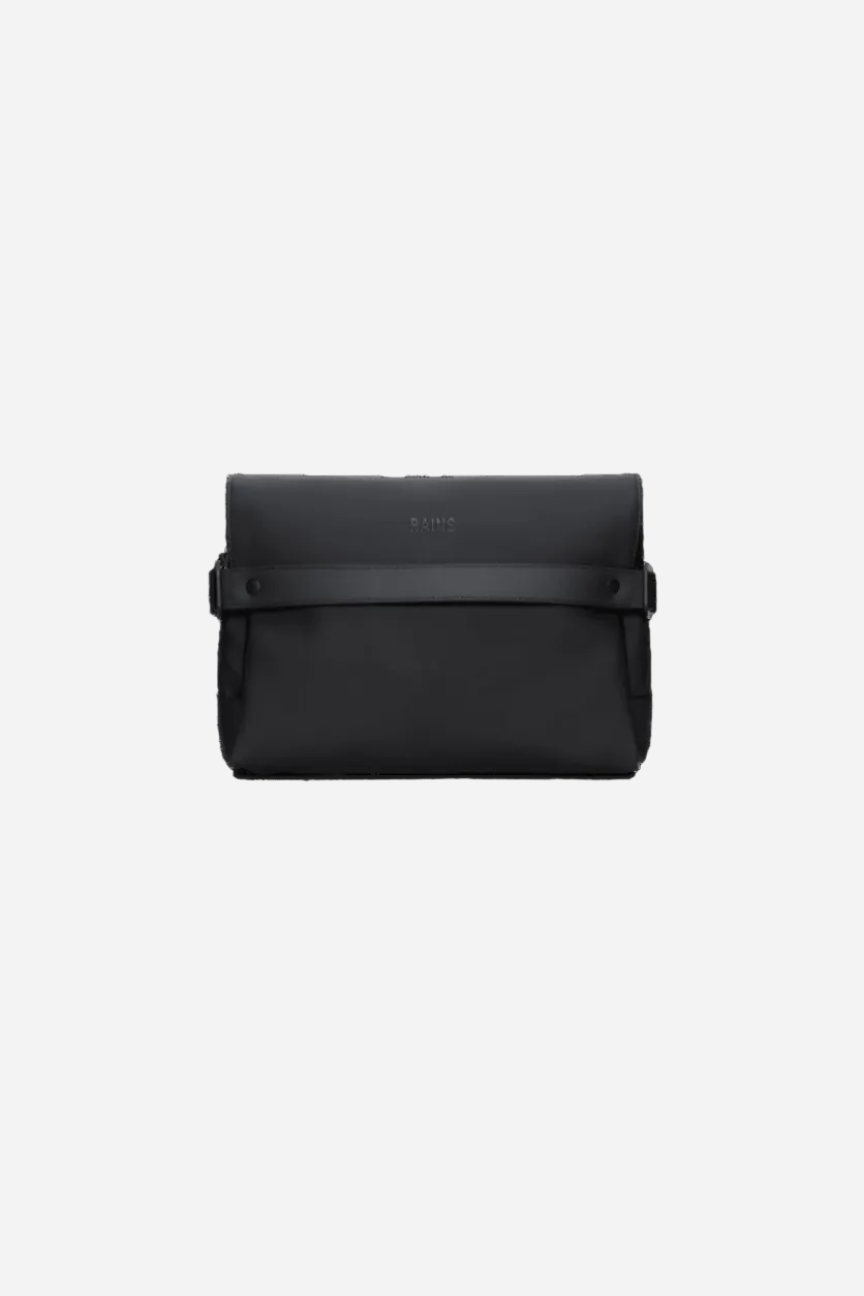 Black leather bag on a transparent background