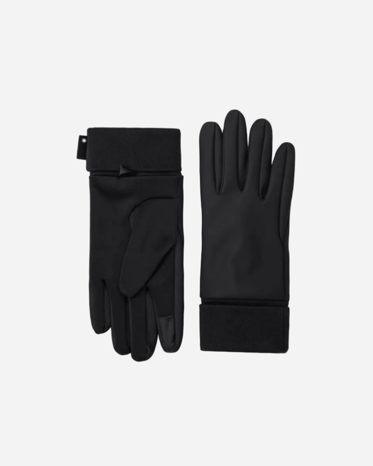 Pair of black gloves on a white background