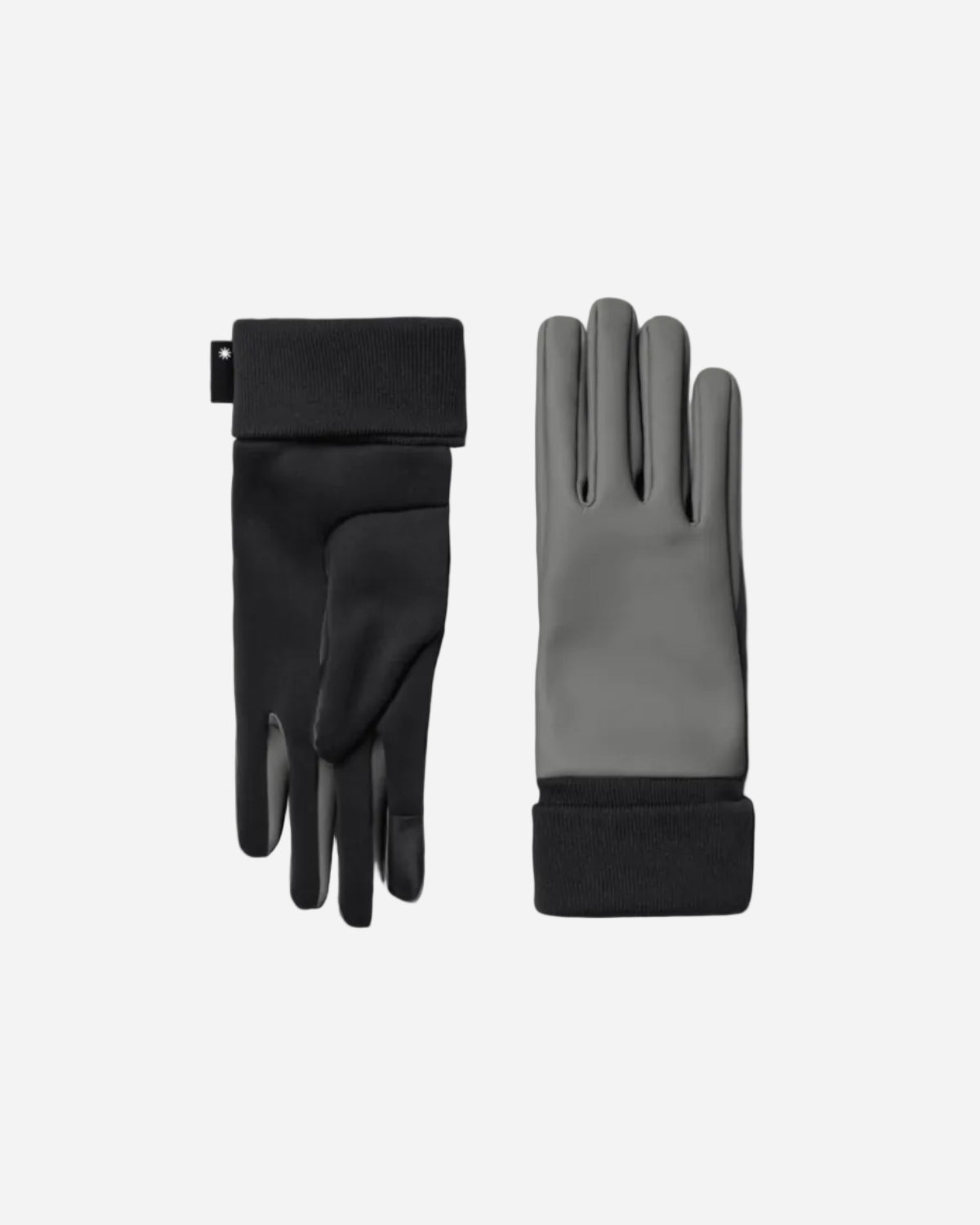 Pair of black and gray gloves on a white background