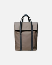 A taupe-brown waterproof tote bag with dark gray handles and side straps, featuring a flap closure and subtle 'PARS' branding on the front, set against a plain white background.