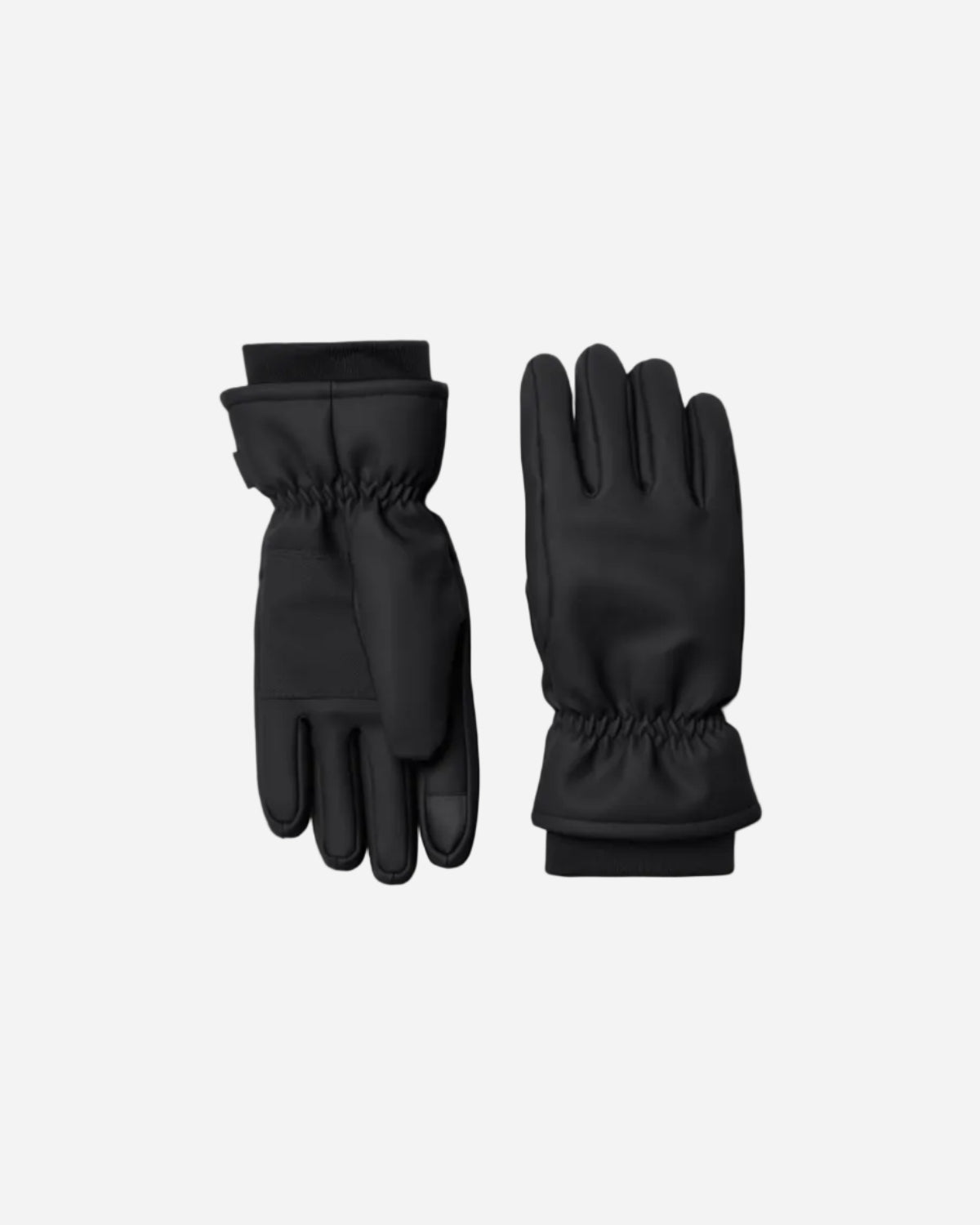 Pair of black gloves on a white background