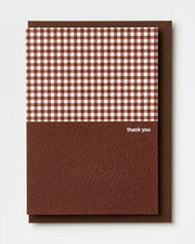 BURGUNDY GINGHAM THANK YOU CARD