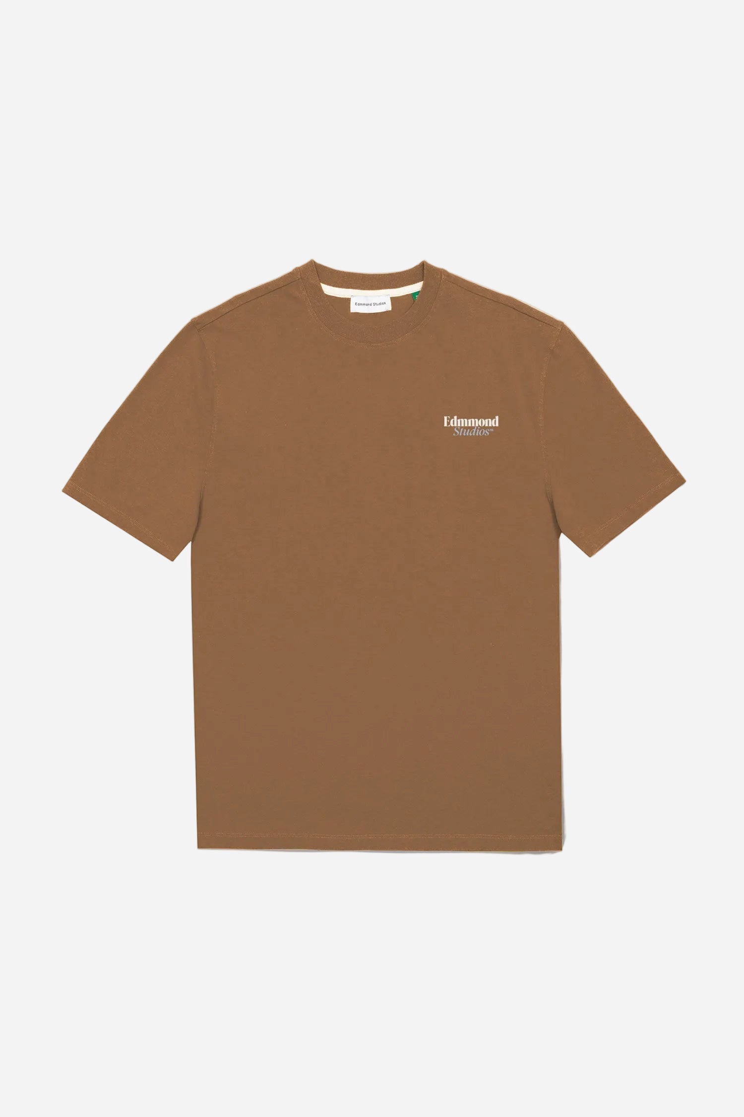 Brown t-shirt with a logo on a white background