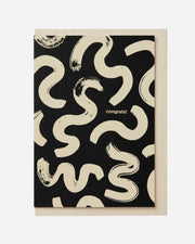 BLACK & CREAM ABSTRACT CONGRATULATIONS CARD