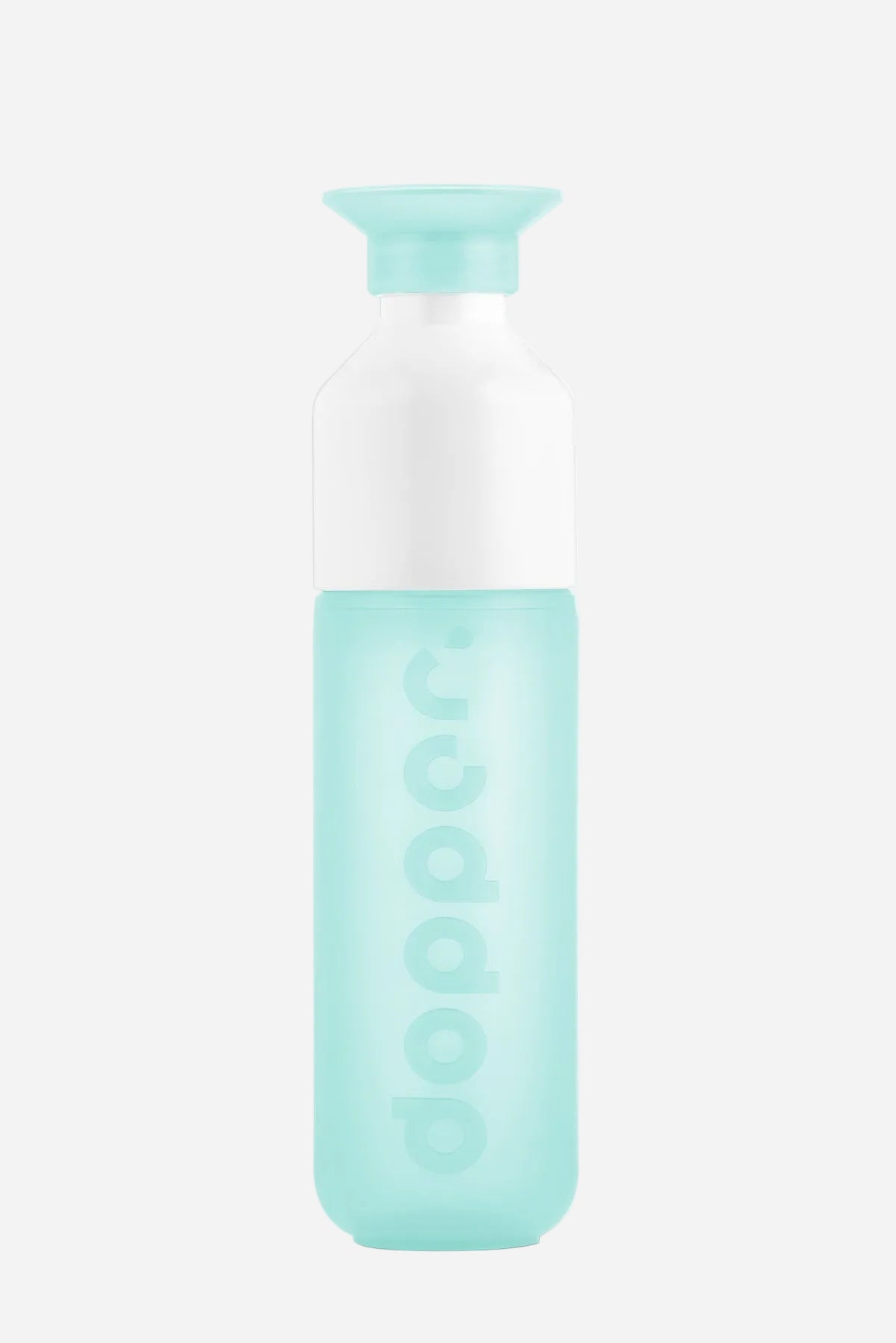 Mint green water bottle on a white background