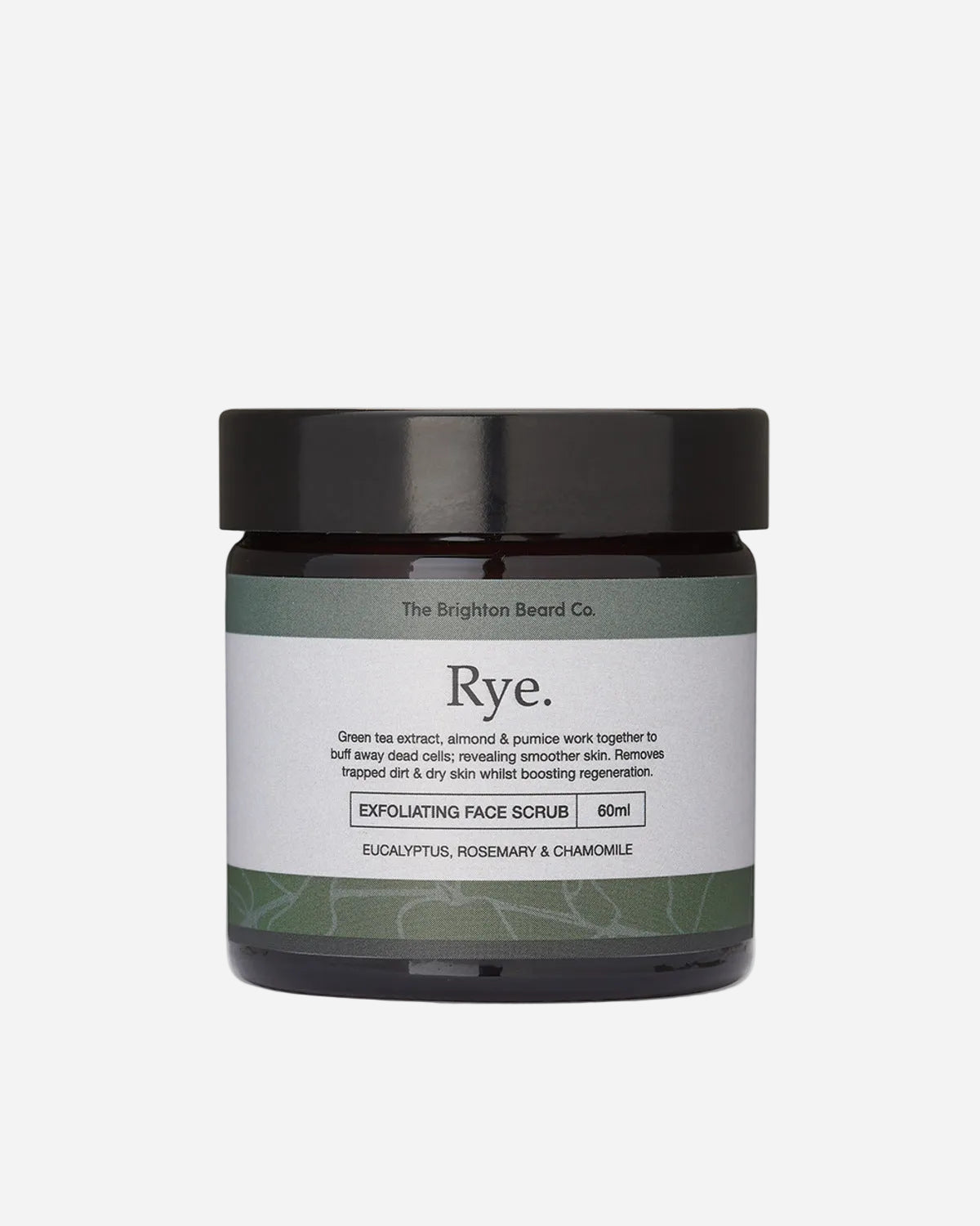 Jar of Rye exfoliating face scrub from The Brighton Beard Co. on a white background