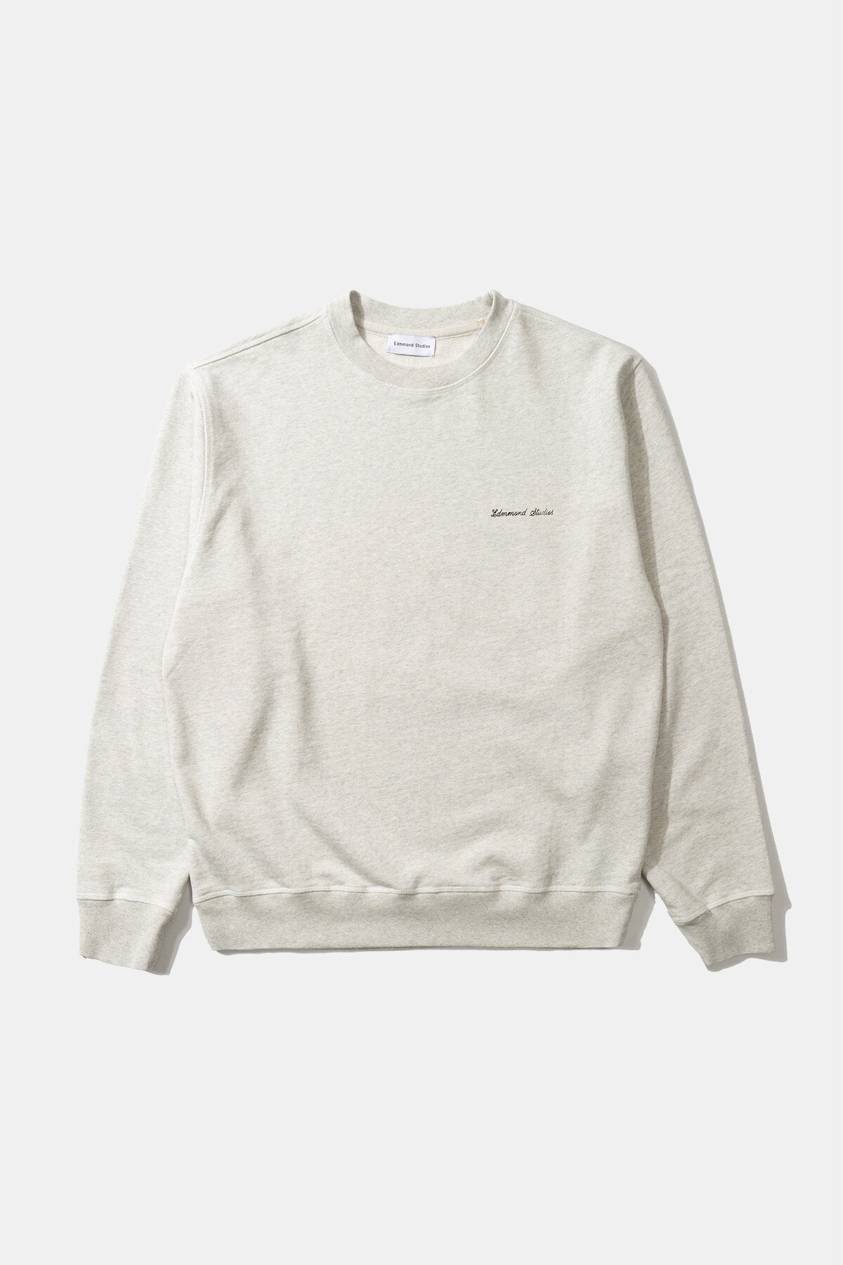 Beige sweatshirt with a brand logo on a white background