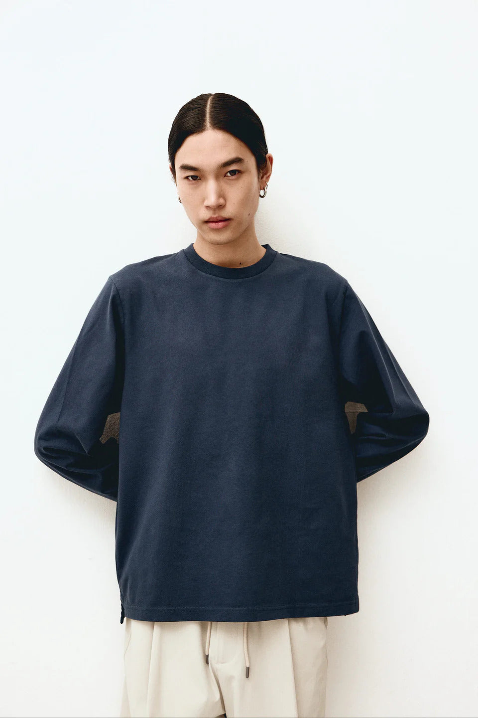BASIC LONG SLEEVE T-SHIRT NAVY BLUE