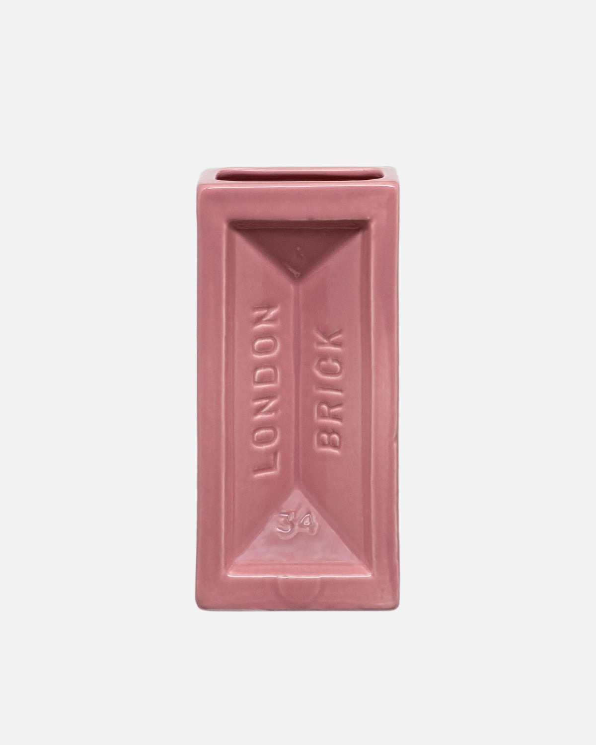 Pink rectangular ceramic planter with 'London Brick' branding on a white background
