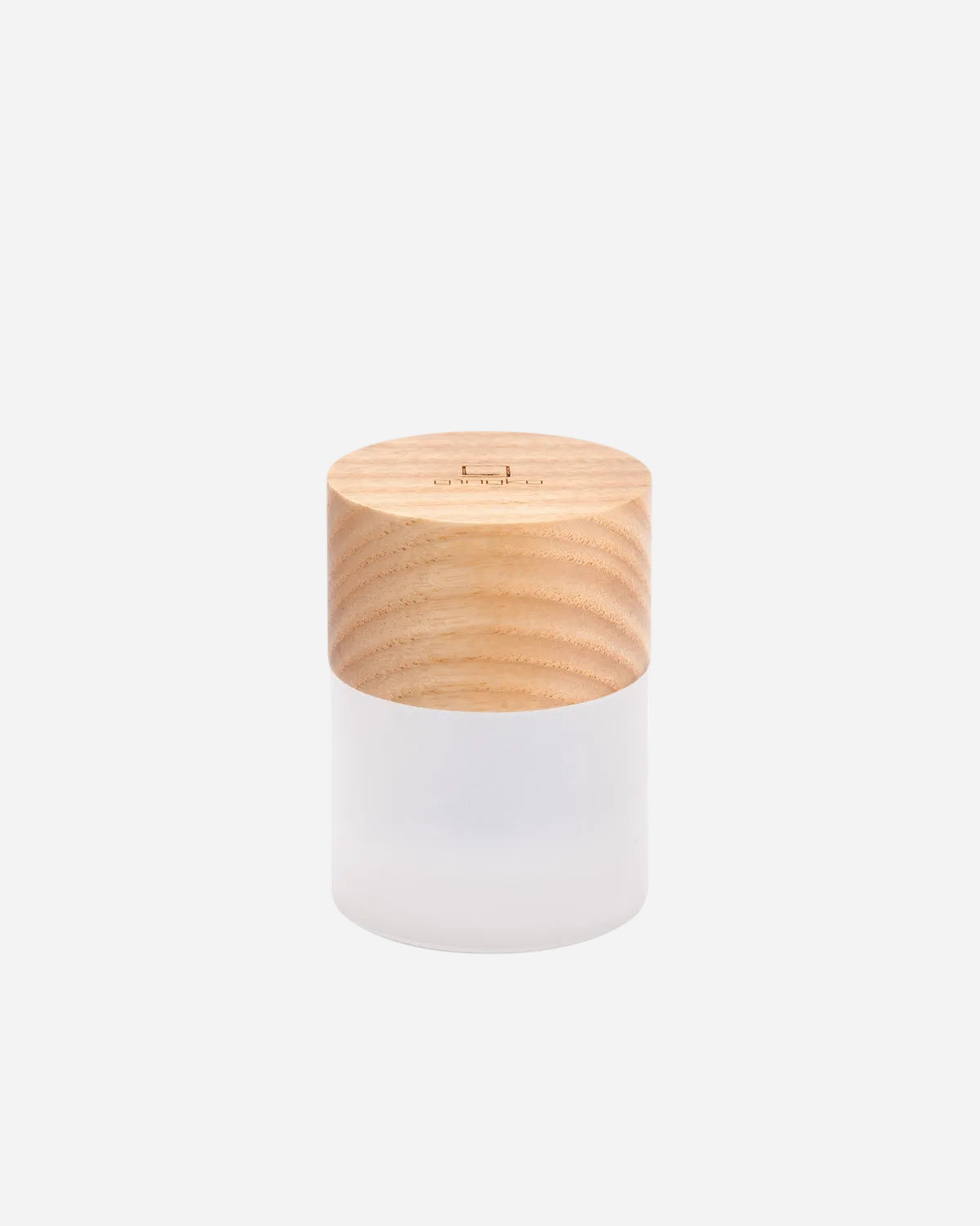 White lamp with a wooden base on a white background