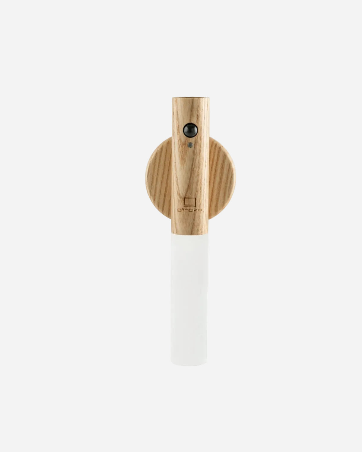 Baton shaped lamp on a wooden wall mount