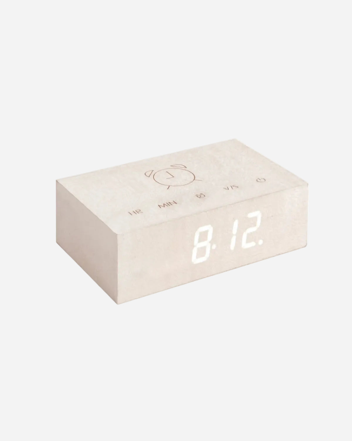 Digital clock with LED display on a white background