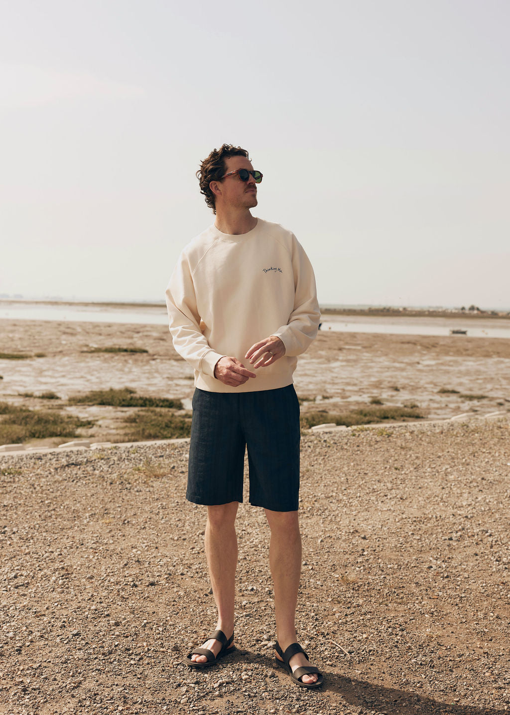 NAVY DAPPLED STRIPES GASPER SHORTS