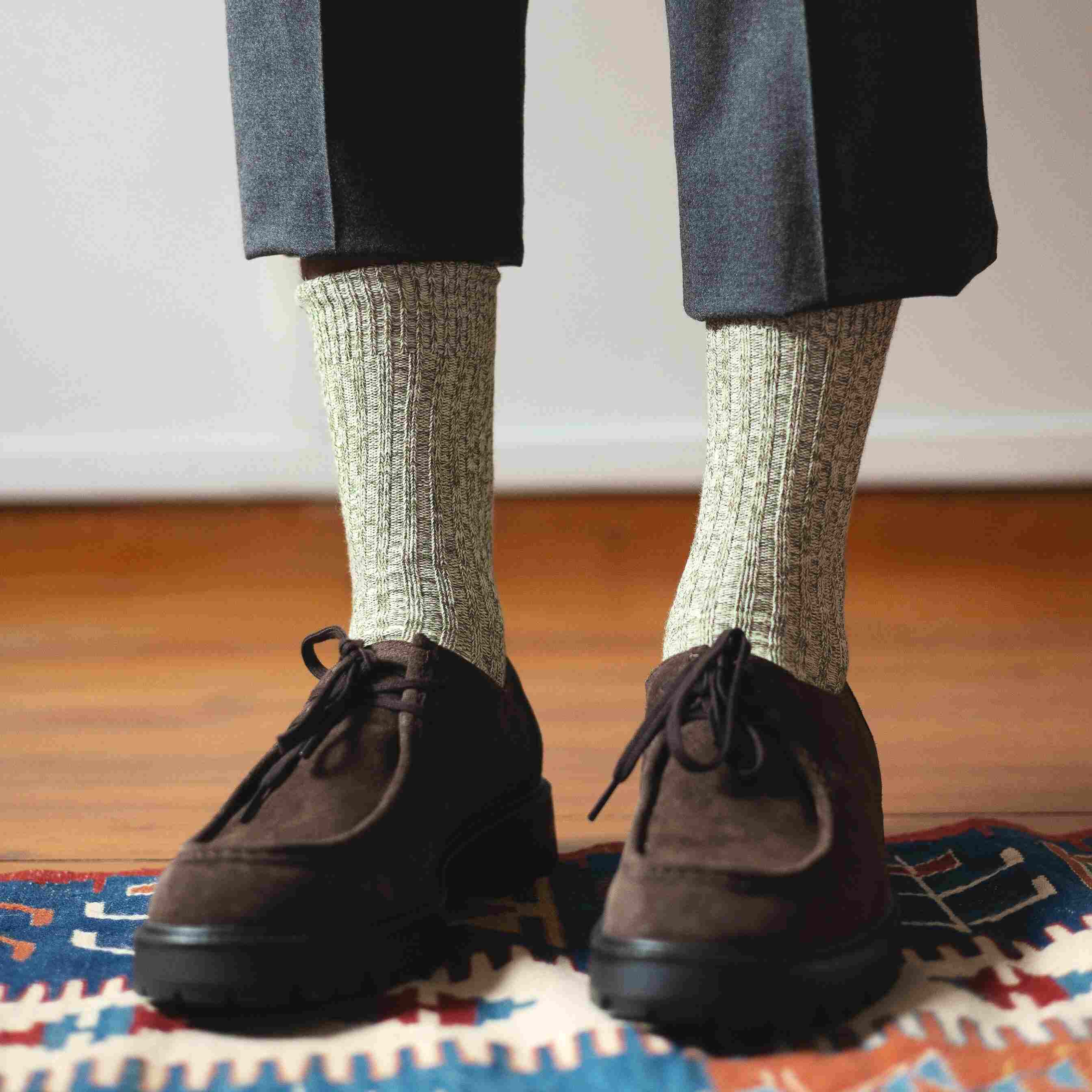 COTTON PATTERN SOCKS GREEN