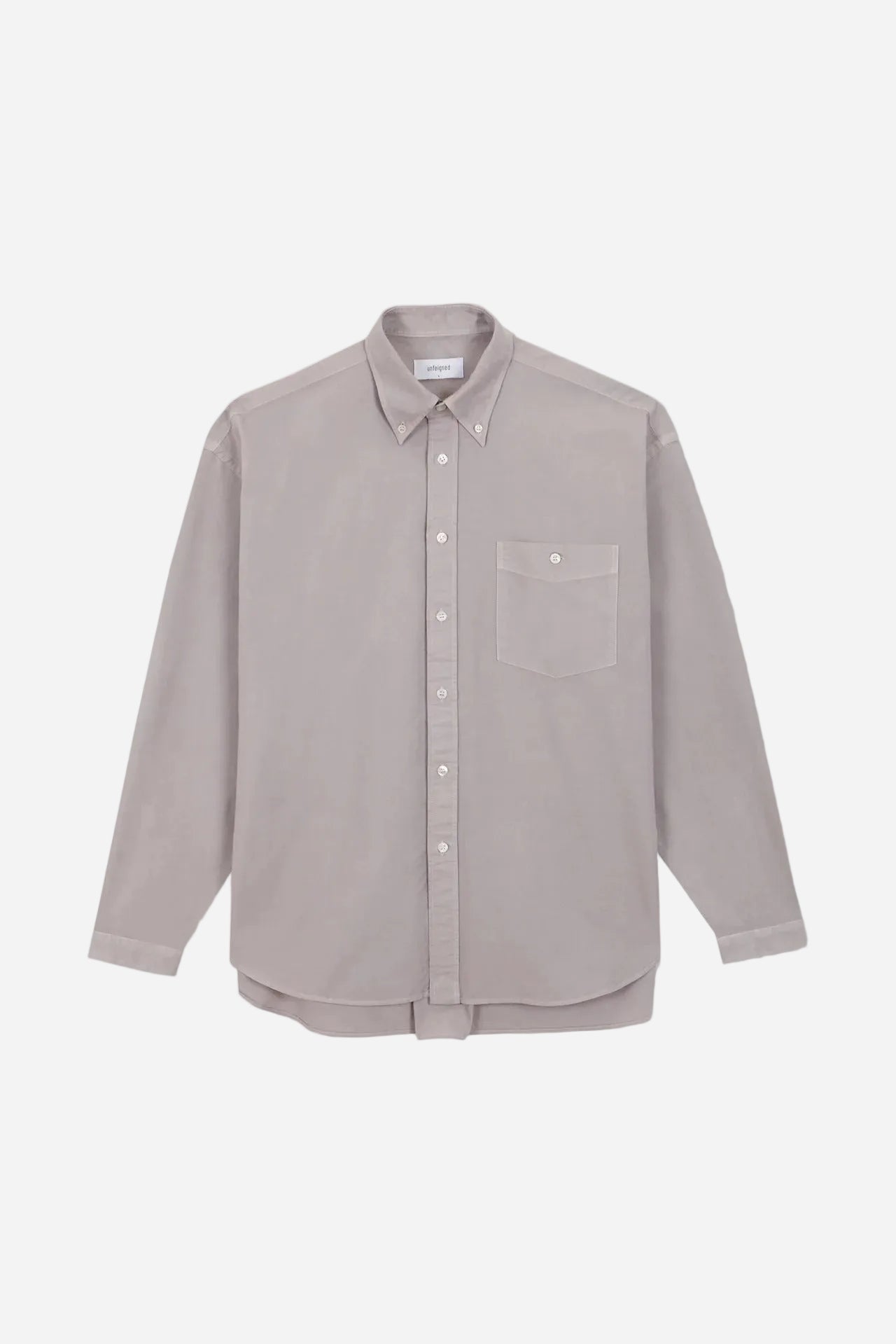 Light gray button-up shirt on a white background