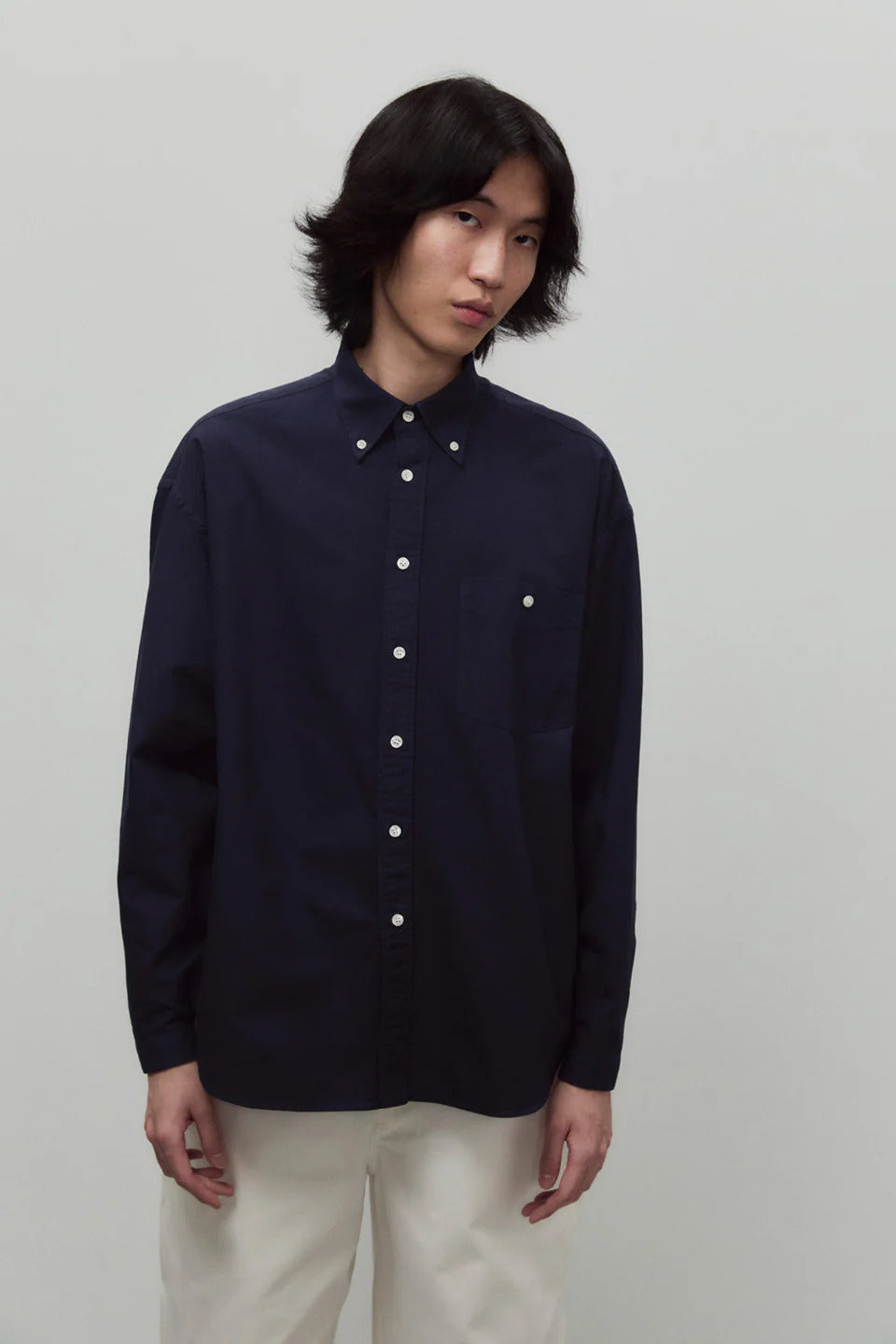 LONG SLEEVE BAGGY OXFORD SHIRT NAVY