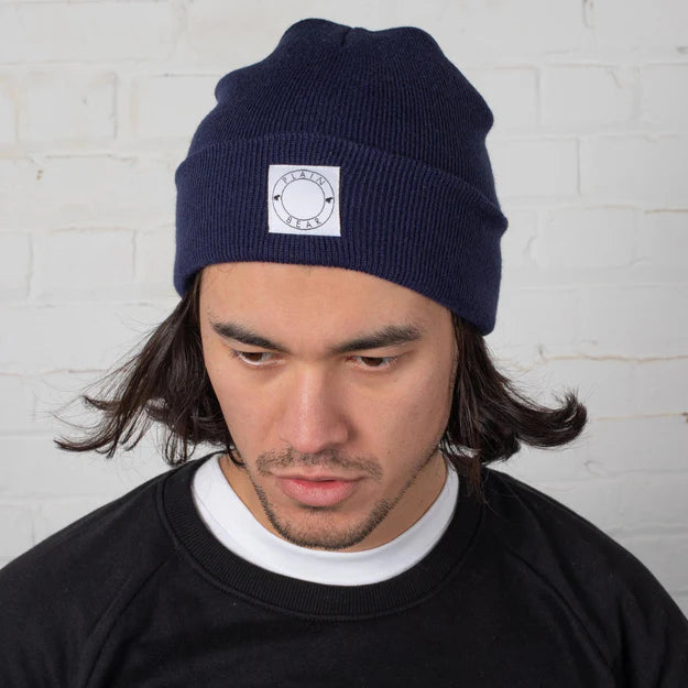 LABEL BEANIE NAVY