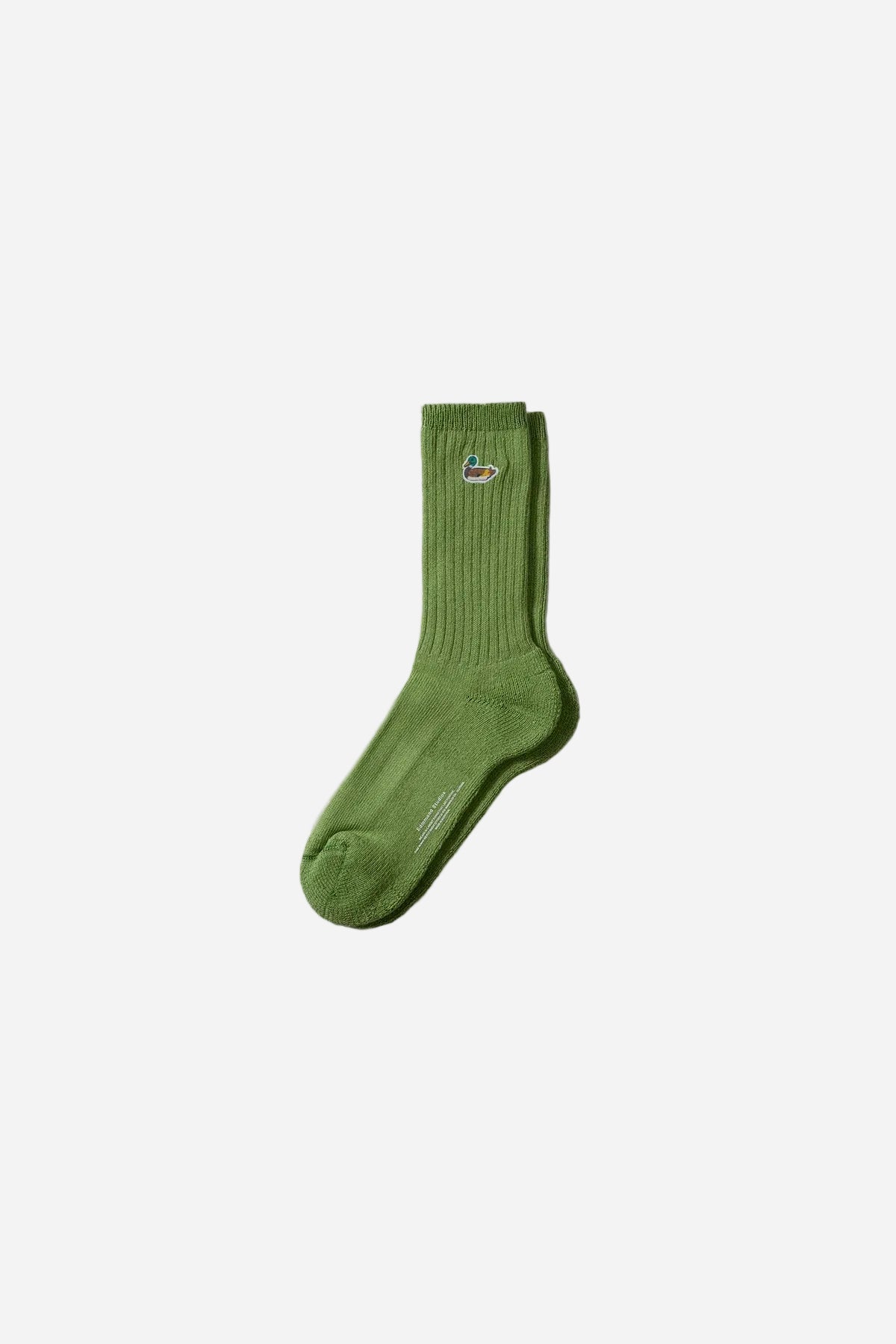 Green sock on a white background