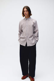 REGULAR SEERSUCKER SHIRT BLUE BROWN STRIPE