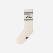 Beige sock with 'VIVA LAS VEGAS' text on a white background